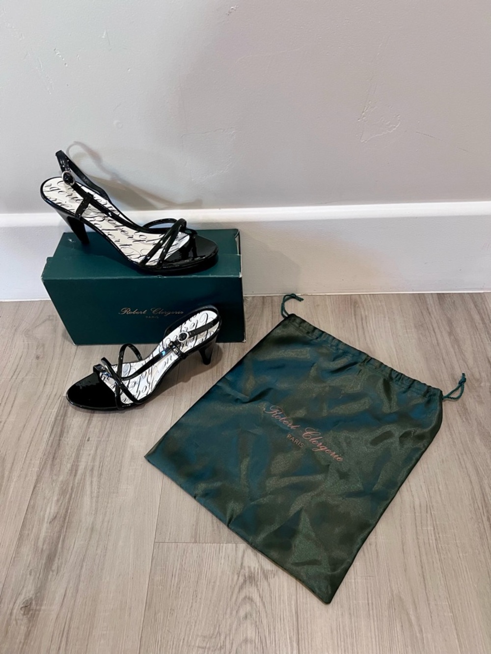 Robert Clergerie Black Patent Leather Slingback Heels semi-vintage Sz 11 NWB - Picture 5 of 14
